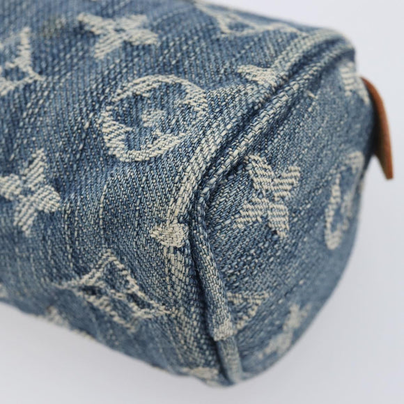 LOUIS VUITTON Monogram Denim Trousse Speedy PM Pouch Blue M95082 LV Auth 207279A
