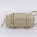 Miu Miu Vitellolux Hand Bag Leather 2way Beige Gold Tone Auth 207282V-12