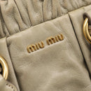 Miu Miu Vitellolux Hand Bag Leather 2way Beige Gold Tone Auth 207282V-17
