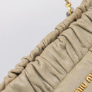 Miu Miu Vitellolux Hand Bag Leather 2way Beige Gold Tone Auth 207282V-18