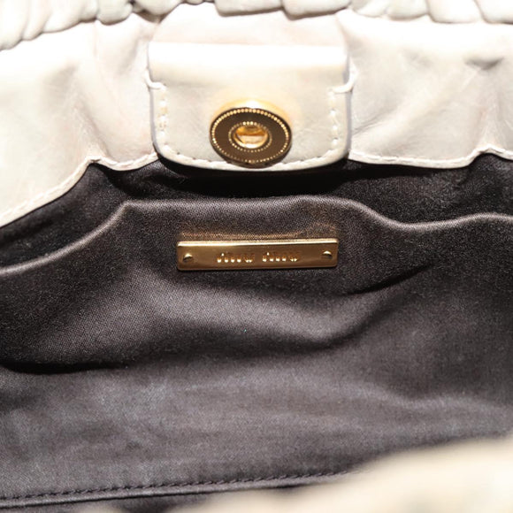 Miu Miu Vitellolux Hand Bag Leather 2way Beige Gold Tone Auth 207282V