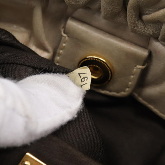 Miu Miu Vitellolux Hand Bag Leather 2way Beige Gold Tone Auth 207282V