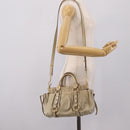 Miu Miu Vitellolux Hand Bag Leather 2way Beige Gold Tone Auth 207282V-25