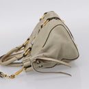 Miu Miu Vitellolux Hand Bag Leather 2way Beige Gold Tone Auth 207282V-4