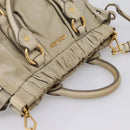 Miu Miu Vitellolux Hand Bag Leather 2way Beige Gold Tone Auth 207282V-6
