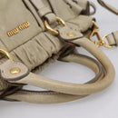 Miu Miu Vitellolux Hand Bag Leather 2way Beige Gold Tone Auth 207282V-7