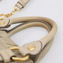Miu Miu Vitellolux Hand Bag Leather 2way Beige Gold Tone Auth 207282V-9