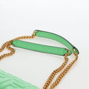 FENDI Zucca Baguette Chain Midi Shoulder Bag Leather Green 8BR793 Auth 207284SM-14