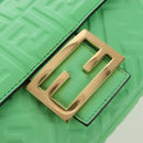 FENDI Zucca Baguette Chain Midi Shoulder Bag Leather Green 8BR793 Auth 207284SM-19