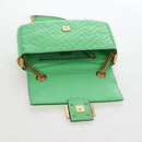 FENDI Zucca Baguette Chain Midi Shoulder Bag Leather Green 8BR793 Auth 207284SM-20