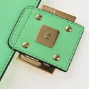 FENDI Zucca Baguette Chain Midi Shoulder Bag Leather Green 8BR793 Auth 207284SM-21