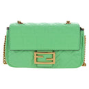FENDI Zucca Baguette Chain Midi Shoulder Bag Leather Green 8BR793 Auth 207284SM-2