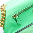 FENDI Zucca Baguette Chain Midi Shoulder Bag Leather Green 8BR793 Auth 207284SM-24