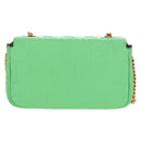 FENDI Zucca Baguette Chain Midi Shoulder Bag Leather Green 8BR793 Auth 207284SM-3