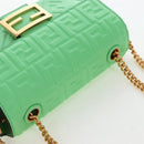 FENDI Zucca Baguette Chain Midi Shoulder Bag Leather Green 8BR793 Auth 207284SM-6