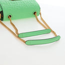 FENDI Zucca Baguette Chain Midi Shoulder Bag Leather Green 8BR793 Auth 207284SM-7