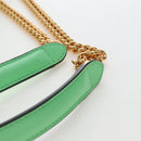 FENDI Zucca Baguette Chain Midi Shoulder Bag Leather Green 8BR793 Auth 207284SM-8