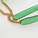 FENDI Zucca Baguette Chain Midi Shoulder Bag Leather Green 8BR793 Auth 207284SM-9