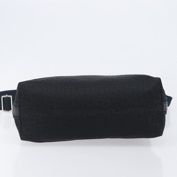 Christian Dior Trotter Canvas Street Chic Shoulder Bag Black Silver Auth 207285A