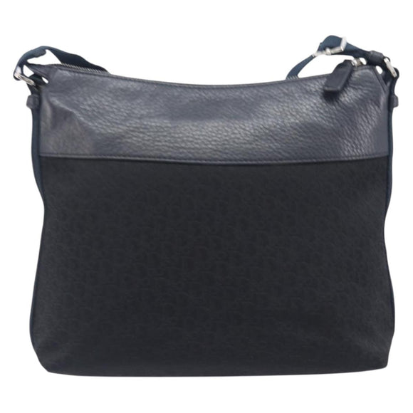 Christian Dior Trotter Canvas Street Chic Shoulder Bag Black Silver Auth 207285A