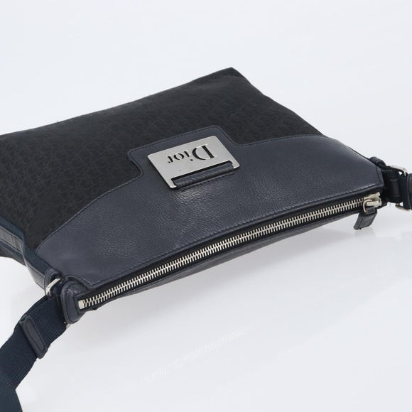 Christian Dior Trotter Canvas Street Chic Shoulder Bag Black Silver Auth 207285A
