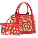 Balenciaga Navy Cabas S Tote Bag Canvas Red Silver 339933 Auth 207286A-1