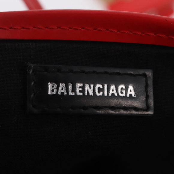 Balenciaga Navy Cabas S Tote Bag Canvas Red Silver 339933 Auth 207286A