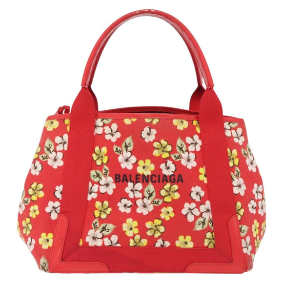 Balenciaga Navy Cabas S Tote Bag Canvas Red Silver 339933 Auth 207286A