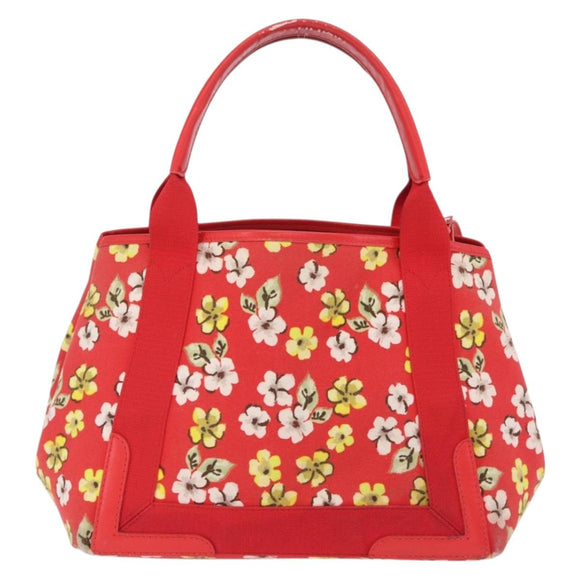 Balenciaga Navy Cabas S Tote Bag Canvas Red Silver 339933 Auth 207286A