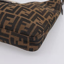 FENDI Zucca Canvas Mamma Baguette Shoulder Bag Black Silver Auth 207287V-14