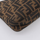 FENDI Zucca Canvas Mamma Baguette Shoulder Bag Black Silver Auth 207287V-15