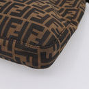 FENDI Zucca Canvas Mamma Baguette Shoulder Bag Black Silver Auth 207287V-16