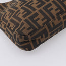 FENDI Zucca Canvas Mamma Baguette Shoulder Bag Black Silver Auth 207287V-17