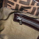 FENDI Zucca Canvas Mamma Baguette Shoulder Bag Black Silver Auth 207287V-21