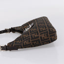 FENDI Zucca Canvas Mamma Baguette Shoulder Bag Black Silver Auth 207287V-3
