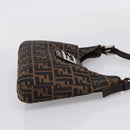 FENDI Zucca Canvas Mamma Baguette Shoulder Bag Black Silver Auth 207287V-4