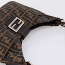 FENDI Zucca Canvas Mamma Baguette Shoulder Bag Black Silver Auth 207287V-6