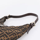 FENDI Zucca Canvas Mamma Baguette Shoulder Bag Black Silver Auth 207287V-8