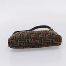 FENDI Zucca Canvas Mamma Baguette Shoulder Bag Black Silver Auth 207287V-5