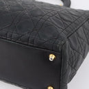 Christian Dior Lady Dior Canage Hand Bag Leather Black Gold Tone Auth 207288A-15