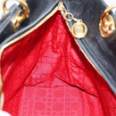 Christian Dior Lady Dior Canage Hand Bag Leather Black Gold Tone Auth 207288A-18