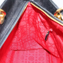 Christian Dior Lady Dior Canage Hand Bag Leather Black Gold Tone Auth 207288A-19