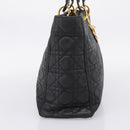 Christian Dior Lady Dior Canage Hand Bag Leather Black Gold Tone Auth 207288A-3