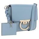 Salvatore Ferragamo Gancini Shoulder Bag Leather Light Blue Gold Auth 207289V-1