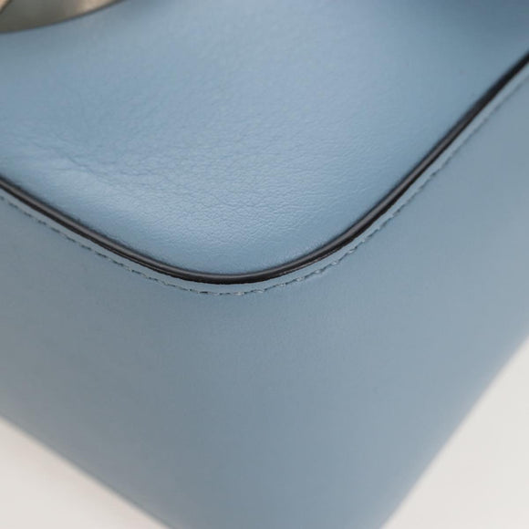 Salvatore Ferragamo Gancini Shoulder Bag Leather Light Blue Gold Auth 207289V