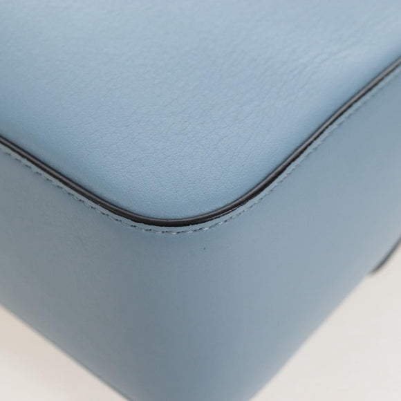 Salvatore Ferragamo Gancini Shoulder Bag Leather Light Blue Gold Auth 207289V