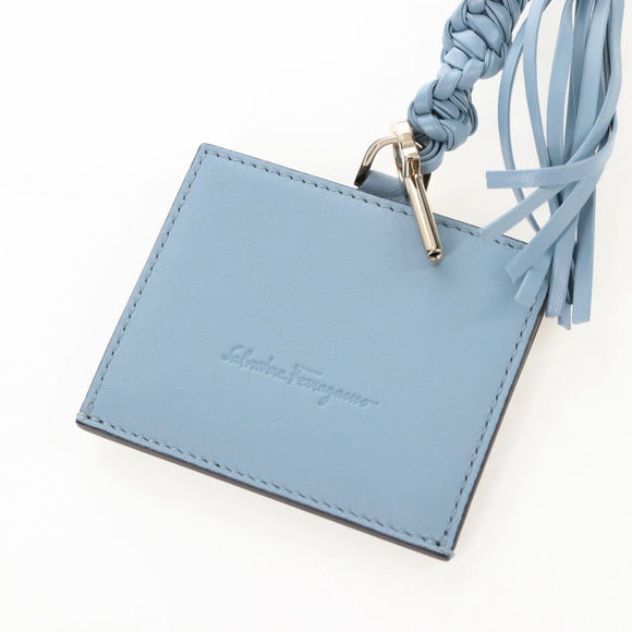 Salvatore Ferragamo Gancini Shoulder Bag Leather Light Blue Gold Auth 207289V