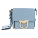 Salvatore Ferragamo Gancini Shoulder Bag Leather Light Blue Gold Auth 207289V-2