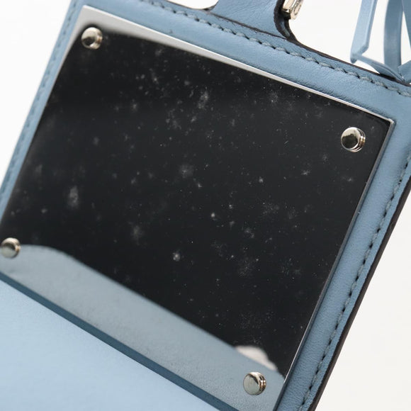 Salvatore Ferragamo Gancini Shoulder Bag Leather Light Blue Gold Auth 207289V