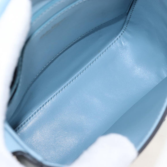 Salvatore Ferragamo Gancini Shoulder Bag Leather Light Blue Gold Auth 207289V
